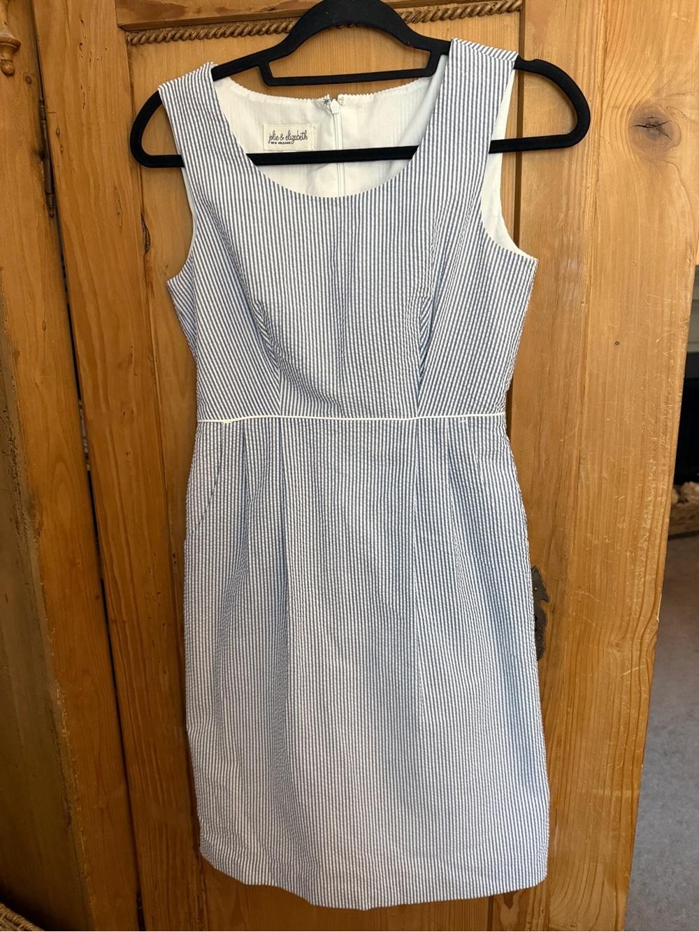 Jolie & Elizabeth Of New Orleans Blue and White Seersucker Midi Dress